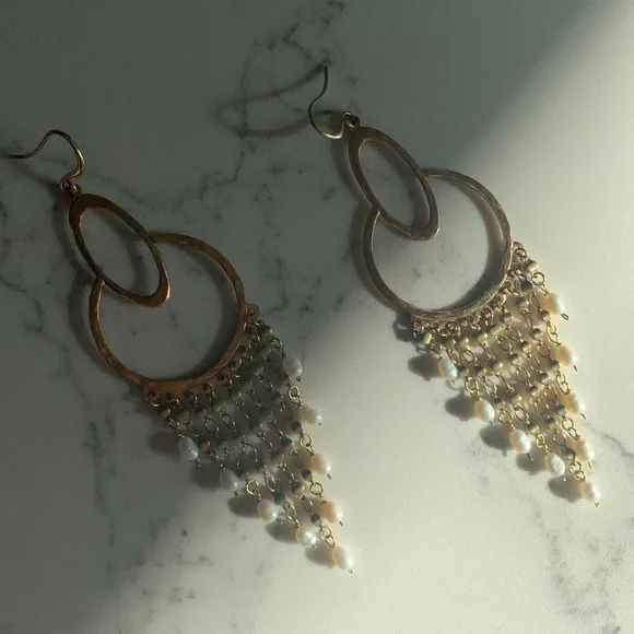 Handmade pearl duster earrings - Picture 6 of 9
